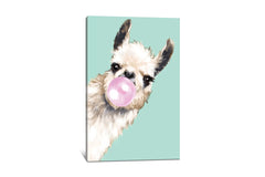 SNEAKY LLAMA BLOWING BUBBLE GUM IN GREEN