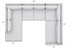 Custom Tuxedo 3pc Sectional in STONE