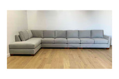 Custom Tuxedo 4pc Sectional Sofa LAF in STONE