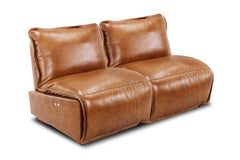 Avery 2pc Armless Leather Motion Modular Loveseat