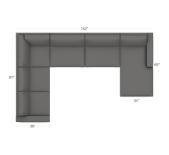 Custom Harper 3pc Sectional Sofa in STEEL