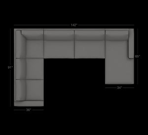 Custom Harper 3pc Sectional Sofa in STEEL