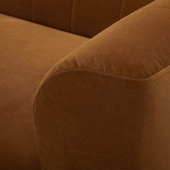 Dakota Sofa Arm Detail in Umber Velvet Brown Fabric