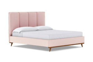 Carter Upholstered Velvet Platform Bed :: Leg Finish: Pecan / Size: Full Size