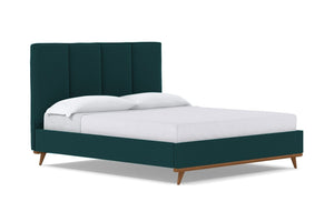 Carter Upholstered Velvet Platform Bed :: Leg Finish: Pecan / Size: Queen Size