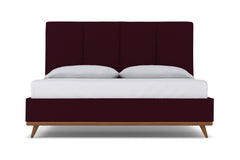 Carter Upholstered Velvet Platform Bed :: Leg Finish: Pecan / Size: Queen Size