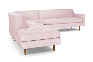 Monroe 3pc Velvet Sectional Sofa :: Leg Finish: Pecan / Configuration: LAF - Chaise on the Left