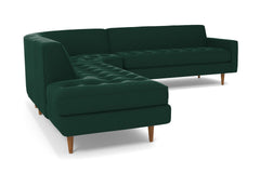 Monroe 3pc Velvet Sectional Sofa :: Leg Finish: Pecan / Configuration: LAF - Chaise on the Left