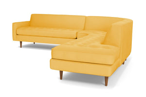 Monroe 3pc Velvet Sectional Sofa :: Leg Finish: Pecan / Configuration: RAF - Chaise on the Right