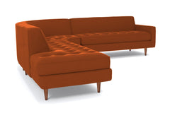 Monroe 3pc Velvet Sectional Sofa :: Leg Finish: Pecan / Configuration: LAF - Chaise on the Left