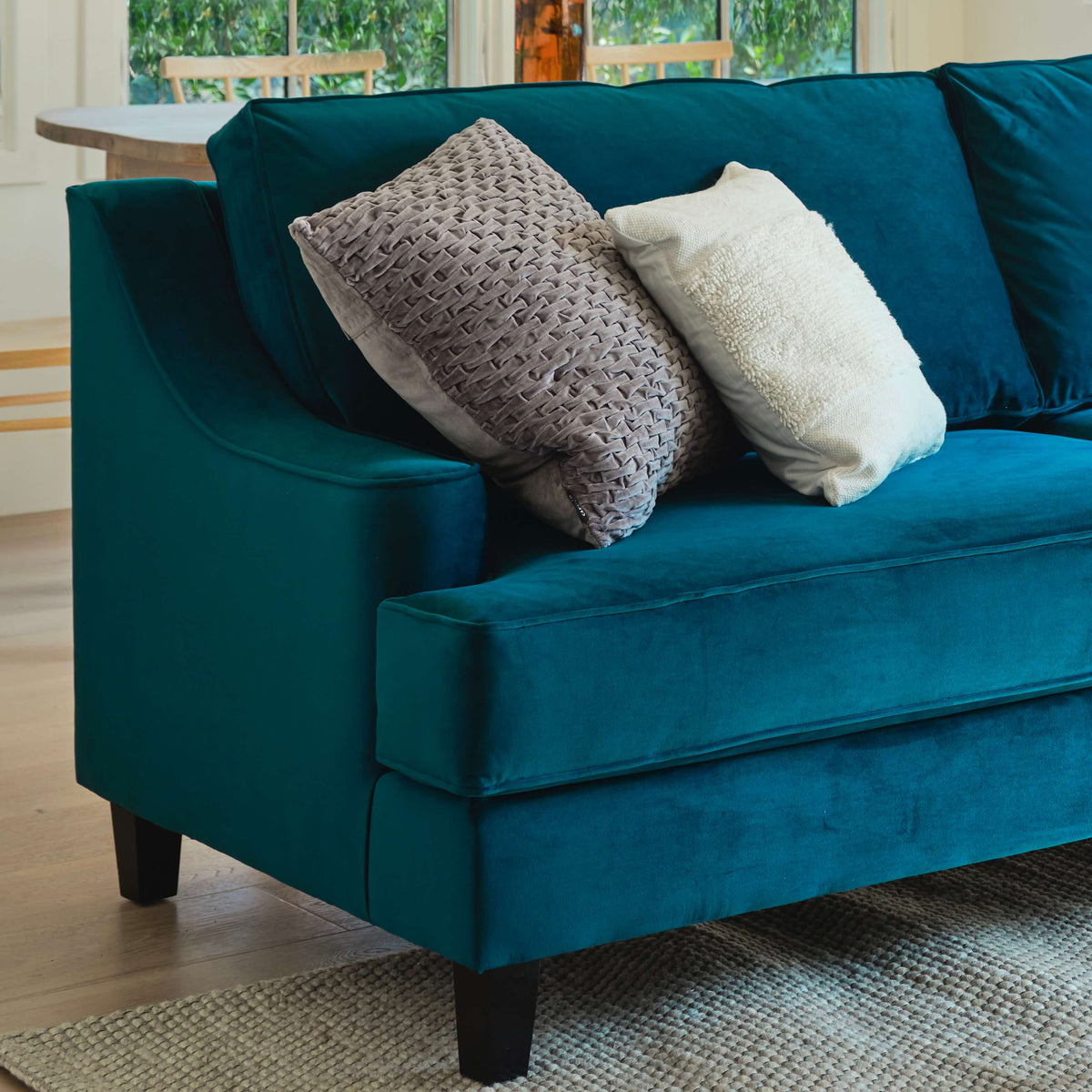 Peacock blue sofa set deals