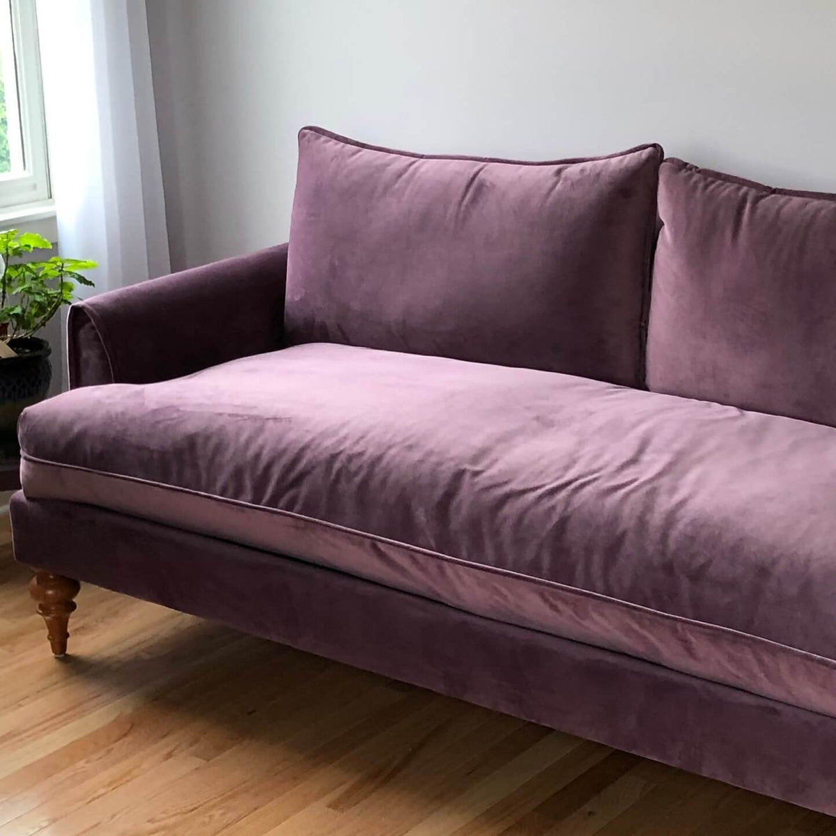 Lavender online velvet sofa