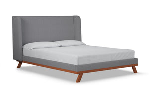 Tatum Upholstered Platform Bed :: Leg Finish: Pecan / Size: Full Size