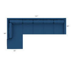Custom Logan 3pc Sectional Sofa LAF in BLUEBERRY