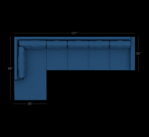 Custom Logan 3pc Sectional Sofa LAF in BLUEBERRY