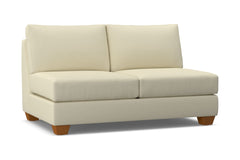 Tuxedo Armless Apartment Size Sofa :: Leg Finish: Pecan