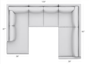 Custom Tuxedo 3pc Sectional in STONE