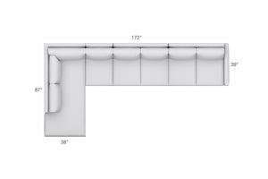Custom Tuxedo 4pc Sectional Sofa LAF in STONE