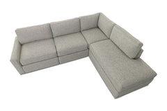 Phoenix 4pc Modular Sectional Sofa :: Configuration: RAF - Chaise on the Right / Arm Style: Track Arm