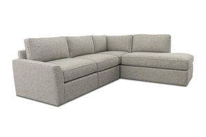 Phoenix 4pc Modular Sectional Sofa :: Configuration: RAF - Chaise on the Right / Arm Style: Flared Arm