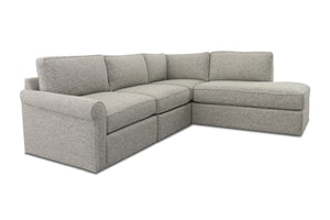 Phoenix 4pc Modular Sectional Sofa :: Configuration: RAF - Chaise on the Right / Arm Style: Rolled Arm