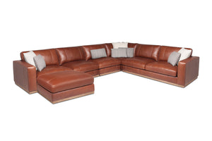 Stella 5pc Leather Sectional Sofa with Ottoman