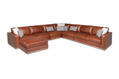 Stella 6pc Leather Sectional Sofa with Ottoman