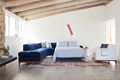 Monroe Drive 3pc Sleeper Sectional :: Leg Finish: Pecan / Configuration: RAF - Chaise on the Right / Sleeper Option: Deluxe Innerspring Mattress