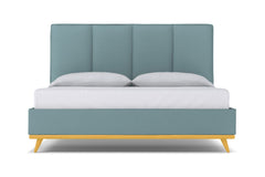 Carter Upholstered Velvet Platform Bed :: Leg Finish: Natural / Size: Queen Size