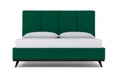 Carter Upholstered Velvet Platform Bed :: Leg Finish: Espresso / Size: Full Size