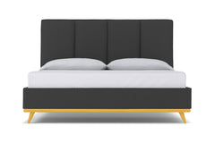 Carter Upholstered Velvet Platform Bed :: Leg Finish: Natural / Size: Full Size