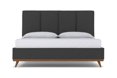 Carter Upholstered Velvet Platform Bed :: Leg Finish: Pecan / Size: Full Size