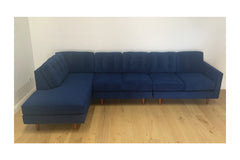 Custom Logan 3pc Sectional Sofa LAF in BLUEBERRY