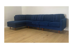 Custom Logan 3pc Sectional Sofa LAF in BLUEBERRY