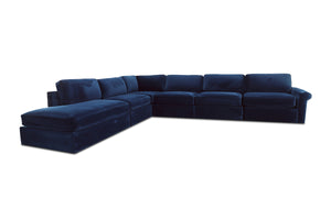 Phoenix 6pc Modular Sectional Sofa :: Configuration: L.A.F - Chaise on the Left / Arm Style: Rolled Arm