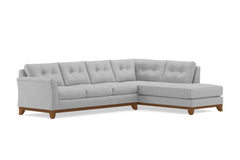 Marco 2pc Sleeper Sectional :: Leg Finish: Pecan / Configuration: RAF - Chaise on the Right / Sleeper Option: Deluxe Innerspring Mattress