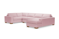 Melrose 3pc Velvet Sectional Sofa :: Leg Finish: Pecan / Configuration: RAF - Chaise on the Right