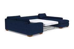 Melrose 3pc Sleeper Sectional :: Leg Finish: Pecan / Configuration: RAF - Chaise on the Right / Sleeper Option: Deluxe Innerspring Mattress