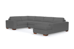 Melrose 3pc Sleeper Sectional :: Leg Finish: Pecan / Configuration: RAF - Chaise on the Right / Sleeper Option: Deluxe Innerspring Mattress