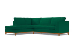 Mulholland Drive 2pc Velvet Sleeper Sectional :: Leg Finish: Pecan / Configuration: LAF - Chaise on the Left / Sleeper Option: Deluxe Innerspring Mattress