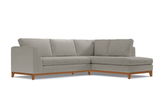 Mulholland Drive 2pc Velvet Sleeper Sectional :: Leg Finish: Pecan / Configuration: RAF - Chaise on the Right / Sleeper Option: Memory Foam Mattress