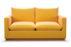 Olivia Twin Size Sleeper Sofa Bed :: Leg Finish: Pecan / Sleeper Option: Deluxe Innerspring Mattress