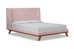 Tatum Upholstered Platform Bed :: Leg Finish: Pecan / Size: California King