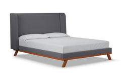 Tatum Upholstered Platform Bed :: Leg Finish: Pecan / Size: California King