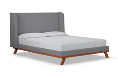 Tatum Upholstered Platform Bed :: Leg Finish: Pecan / Size: California King