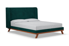 Tatum Upholstered Platform Bed :: Leg Finish: Pecan / Size: King