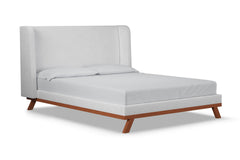 Tatum Upholstered Platform Bed :: Leg Finish: Pecan / Size: Queen Size