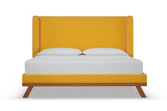 Tatum Upholstered Platform Bed :: Leg Finish: Pecan / Size: California King