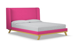 Tatum Upholstered Platform Bed :: Leg Finish: Natural / Size: Queen Size