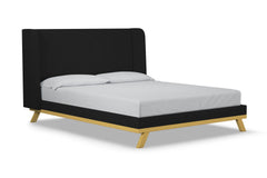 Tatum Upholstered Platform Bed :: Leg Finish: Natural / Size: Queen Size